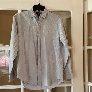 Ralph Lauren Women’s Blue Striped Button Down Shirt